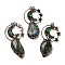 Natural Labradorite and Agate Big Pendants, with Tin Findings, Lead & Nickel & Cadmium Free, Moon & Star & Nuggets, Red Copper, 68~78x40~50x7.5~10mm