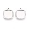 304 Stainless Steel Pendant Cabochon Settings, Ion Plating(IP), Rectangle, Stainless Steel Color, Tray: 13x13mm, 18x16x2mm, Hole: 1.5~1.6mm