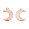 304 Stainless Steel Charms, Moon, Rose Gold, 15.5x11x1mm, Hole: 1.4mm