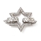 Rack Plating Brass Micro Pave Clear Cubic Zirconia Fold Over Clasps, Long-Lasting Plated, Lead Free & Cadmium Free, Platinum, Star, 31mm, Hole: 1.2mm