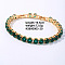 Hip-hop Brass Micro Cubic Zirconia Link Chain Bracelets for Men and Women, Green, 7-5/8 inch(19.5cm)