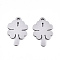 Non-Tarnish 201 Stainless Steel Pendants, Laser Cut, Clover, Stainless Steel Color, 16x10.5x0.9mm, Hole: 1.6mm