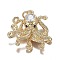 Brass Micro Clear & Black Cubic Zirconia Pendants, Long-Lasting Plated, Octopus Shape, Real 18K Gold Plated, 22x21x7mm, Hole: 3.6mm