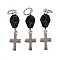 Halloween Dyed Synthetic Turquoise Skull Pendants, with 304 Stainless Steel Cross and Open Jump Rings, Stainless Steel Color, Black, 26x7x6.5mm, Hole: 4.6mm