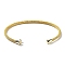Stainless Steel Cuff Bangle Making, with Golden Tone Brass Finding, for Half Drilled Beads, Gold, Inner Diameter: 1-3/4x2-3/8 inch(4.6x6cm), Pin: 1mm