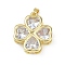 Brass Glass Pendants, Clover, Lead Free & Cadmium Free, Long-Lasting Plated, Rack Plating, Real 18K Gold Plated, Faceted, Clear, 24x21.5x5.5mm, Hole: 5x2.5mm