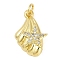 Rack Plating Brass Micro Pave Cubic Zirconia Pendants, Long-Lasting Plated, Cadmium Free & Lead Free, Real 18K Gold Plated, Shell Shape, 18.5x12.5x5mm