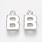 Brass Charms, Letter, Nickel Free, Real Platinum Plated, Letter.B, 8.5x5x1.5mm, Hole: 0.8mm