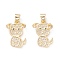Brass Micro Pave Cubic Zirconia Pendants, Cadmium Free & Lead Free, Real 18K Gold Plated, Dog, Mixed Color, 18.2x13x4.5mm, Hole: 3.5x3mm
