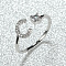 Brass Micro Pave Cubic Zirconia Cuff Rings for Women, Open Rings, Platinum, Letter C, Inner Diameter: 16~19mm