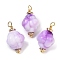 Opaque Acrylic Pendants, Shell Shape Charms, with Real 18K Gold Plated Brass Loop, Medium Orchid, 20x12mm, Hole: 1.5~2mm