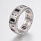 304 Stainless Steel Finger Rings, with Enamel, Wide Band Rings, Antique Silver, Size 10, 20mm