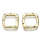Brass Micro Pave Cubic Zirconia Spring Gate Rings, Square, Nickel Free, Colorful, Real 16K Gold Plated, 18x18x3mm, Inner Diameter: 13x13mm