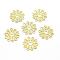 Brass Filigree Joiners, Lead Free & Cadmium Free & Nickel Free, Flower, Raw(Unplated), 16x0.5mm, Hole: 2mm