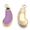 Eco-Friendly Zinc Alloy Pendants, with Enamel, Cadmium Free & Nickel Free & Lead Free, Eggplant, Light Gold, Purple, 19x8x2mm, Hole: 1.8mm