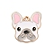 Animal Puppy Alloy Enamel Pendants, Golden, French Bulldog Charm, White, 22.5x21.5x1mm, Hole: 1.6mm