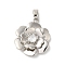 Rack Plating Brass Micro Pave Clear Cubic Zirconia Pendants, Long-Lasting Plated, Lead Free & Cadmium Free, Flower, Platinum, 22x19x5mm, Hole: 4.5x2.5mm