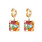 304 Stainless Steel Dangle Hoop Earrings, Square, Golden, 26x14.3mm