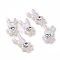 Acrylic Cabochon, with Acrylic Rhinestone, Rabbit, White, 45x24x9mm