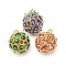 Brass Enamel Pendants, Round & Evil Eye Charms, Rack Plating, Long-Lasting Plated, Cadmium Free & Lead Free, Real 18K Gold Plated, Mixed Color, 18x15.5mm, Hole: 1.5mm