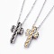 304 Stainless Steel Pendant Necklaces, with Lobster Claw Clasps, Cross, Mixed Color, 17.6 inch~18.3 inch(44.9~46.5cm), Pendant: 25x14x4.5mm