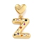 Brass Micro Pave Colorful Cubic Zirconia Pendants, Heart Letter Charms, Real 18K Gold Plated, Letter Z, 30.5mm, Hole: 6x3mm, pendant: 21.5x15.5x4mm