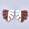 Resin & Walnut Wood Pendants, Tropical Leaf Charms, Monstera Leaf Pendant, Creamy White, 30x28x3.5mm, Hole: 2mm