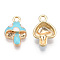 Alloy Pendants, with Enamel, Light Gold, Mushroom, Light Sky Blue, 16x11x4mm, Hole: 1.8mm