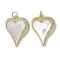 Brass Micro Pave Cubic Zirconia Pendants, Cadmium Free & Lead Free, with Shell, Heart, Real 18K Gold Plated, 22.5x16x2.5mm, Hole: 3mm