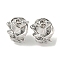 Brass Stud Earring Findings, Cadmium Free & Nickel Free & Lead Free, Flower, with Loops, Platinum, 14x14mm, Hole: 1.2mm, Pin: 0.7mm