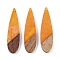 Resin & Wood Big Pendants, Teardrop Charms, Orange, 52.5x14x3mm, Hole: 1.8mm