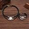 Bohemian Style Oval Alloy & Imitation Leather Wax Cord Double Layer Necklaces & Bracelets Sets for Women, Platinum, 400mm