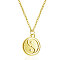 201 Stainless Steel Pendants Necklaces, with Cable Chains, Flat Round with Tai Ji, Golden, 16.3 inch(40cm), 1mm