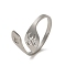 Non-Tarnish 304 Stainless Steel Open Cuff Rings, Jewely for Women, Leaf, Stainless Steel Color, US Size 8 1/2(18.5mm)