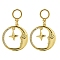 Moon Brass Clear Cubic Zirconia Dangle Stud Earrings, Lead Free & Cadmium Free, Real 18K Gold Plated, 27.5x17mm