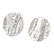 Brass Hammered Texture Stud Earring Findings, Cadmium Free & Nickel Free & Lead Free, Twist Flat Round, with Vertical Loops, Real Platinum Plated, 19x17.5mm, Hole: 2.5mm, Pin: 0.7mm