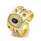 Fashion Brass Micro Pave Colorful Cubic Zirconia Cuff Rings, Cadmium Free & Nickel Free & Lead Free, Open Rings, Oval, Real 18K Gold Plated, Adjustable