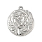 304 Stainless Steel Pendants, Flat Round & Mom & Baby Charms, Stainless Steel Color, 28x24x3mm, Hole: 1.8mm