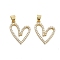 Brass With Cubic Zirconia Pendants, Cadmium Free & Lead Free, Heart Charms, with Jump Ring, Real 18K Gold Plated, 21x15x2.5mm, Hole: 4.5x3.5mm