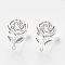 Brass Stud Earring Findings, with Loop, Flower, Nickel Free, Real Platinum Plated, 12x9mm, Hole: 1mm, pin: 0.6mm
