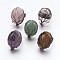 Adjustable Natural & Synthetic Mixed Stone Finger Rings, with Red Copper Brass Findings, Oval, Size 8, 18mm