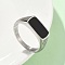 316L Stainless Steel Natural Gemstone Finger Rings for Women, Rectangle, US Size 9(18.9mm)