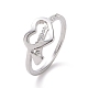 Сердце из хрусталя и страз с кольцом на палец со стрелой RJEW-D120-18P-1