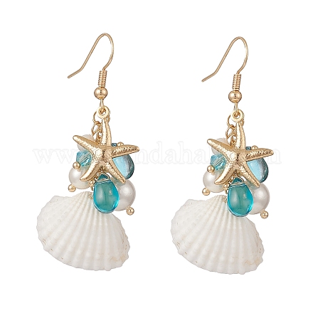 Серьги с подвесками из ракушек EJEW-TA00208-1