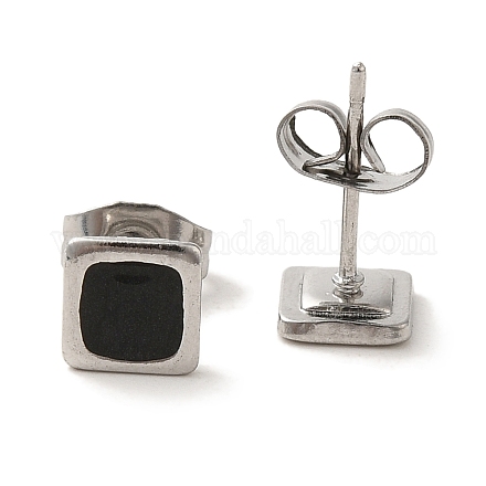 Квадратные серьги-гвоздики из нержавеющей стали 304 EJEW-C114-06P-01-1