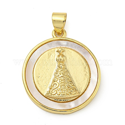 Плоские круглые подвески из латуни KK-Z063-11G-02-1