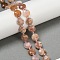 Natural Cherry Blossom Agate Beads Strands, Faceted Hexagonal Cut, Flat Round, with Seed Beads, 10x10x5mm, Hole: 1mm, about 32pcs/strand, 15.35''~15.55''(39~39.5cm)