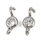 Brass Pave Clear Cubic Zirconia Connector Charms, Flat Round Links, Platinum, 8.5x3.5x2mm, Hole: 0.8mm
