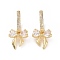 Clear Cubic Zirconia Bowknot Dangle Hoop Earrings, Brass Jewelry for Women, Golden, 30mm, Pin: 1mm