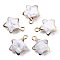 Natural Howlite Pendants, with Light Gold Plated Edge and Brass Loop, Star, Faceted, 16~17x13x6.5mm, Hole: 1.6mm